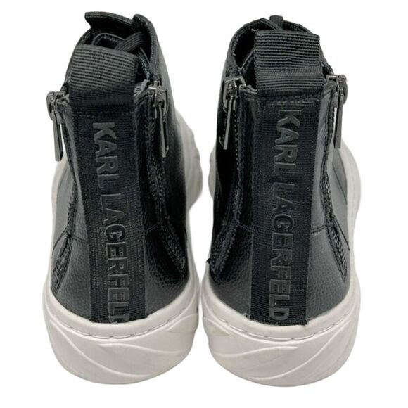 Karl Lagerfeld Recycled Bubble Leather Double Back Zip Hi Top Sneaker Size 7.5 - Picture 3 of 13